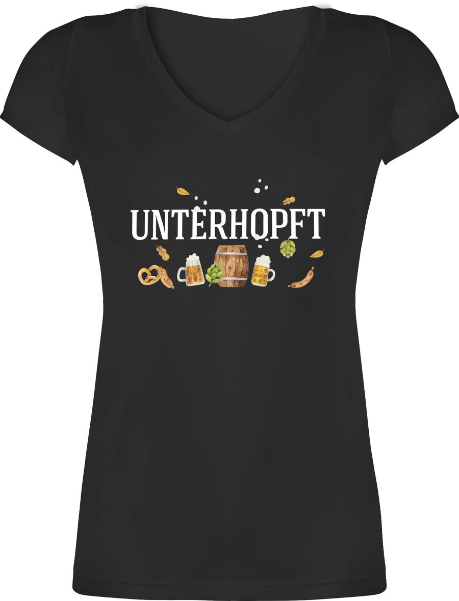 Shirtracer Unterhopft - Schriftzug und Volksfest Symbole: T-Shirt Turnbeutel Shirtracer