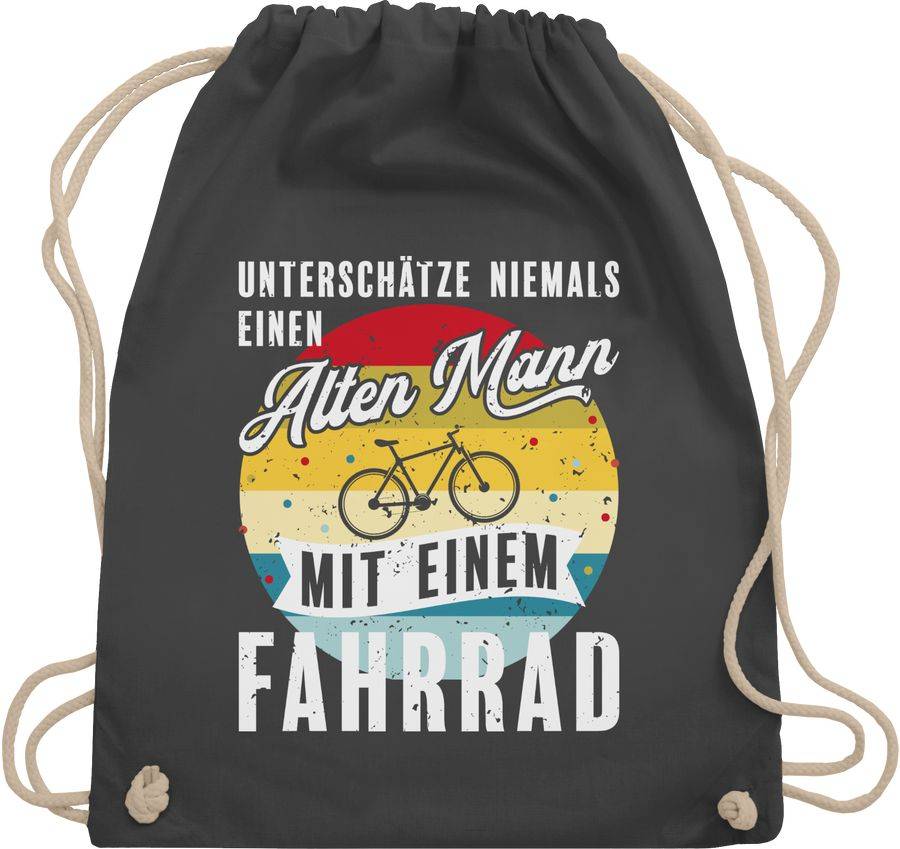 Shirtracer Unterschätze niemals einen alten Mann mit einem Fahrrad Vintage - weiß: T-Shirt Shirtracer