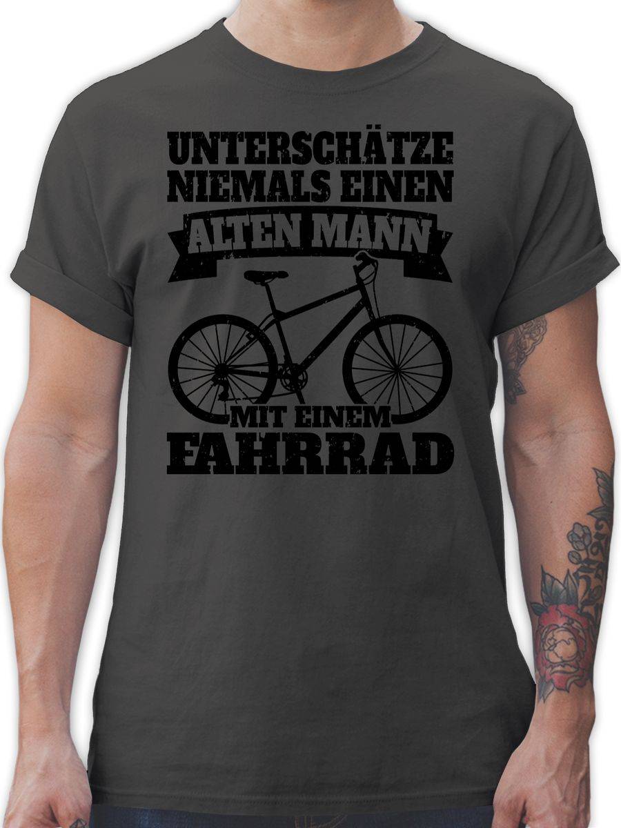 Shirtracer Unterschätze Niemals Einen Alten Mann Mit Einem Fahrrad - Schwarz: Tshirt Turnbe Shirtracer