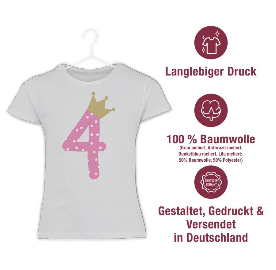 Shirtracer Vier Krone Mädchen Vierter: T-Shirt Turnbeutel Shirtracer