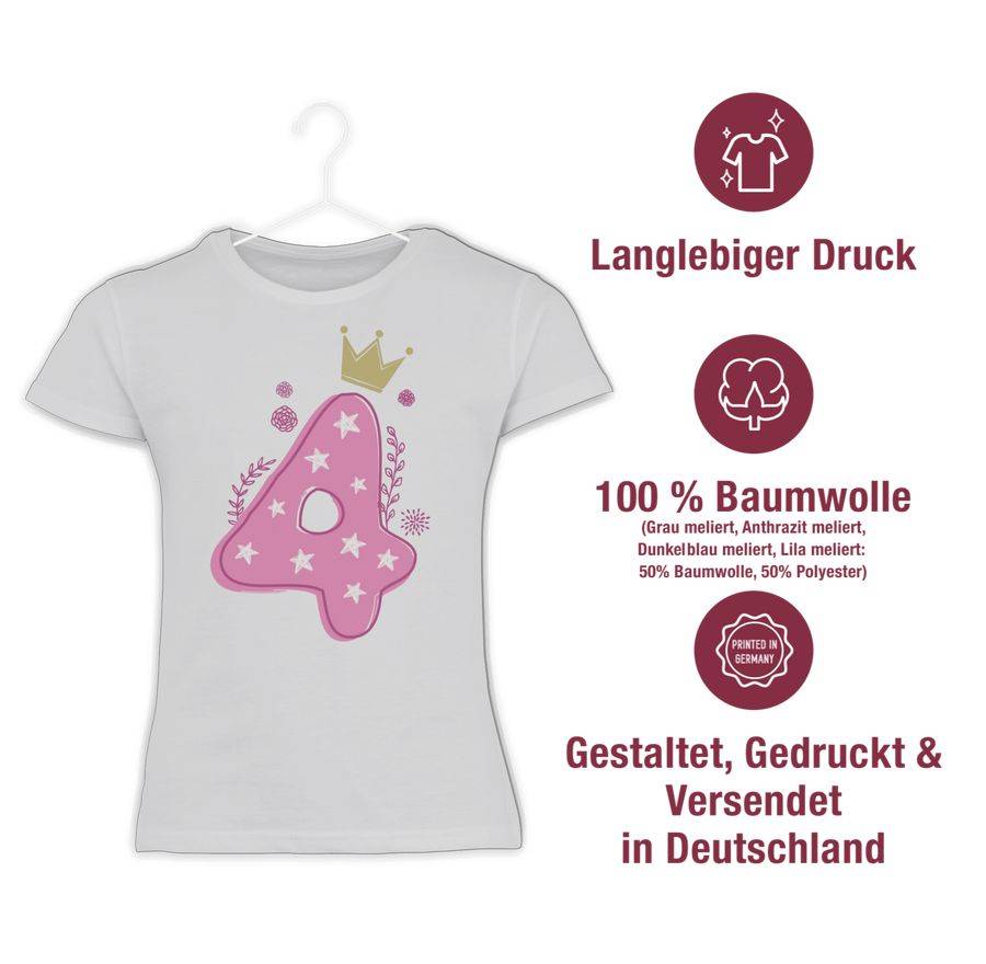 Shirtracer Vierter Mädchen Krone Sterne: T-Shirt Turnbeutel Shirtracer