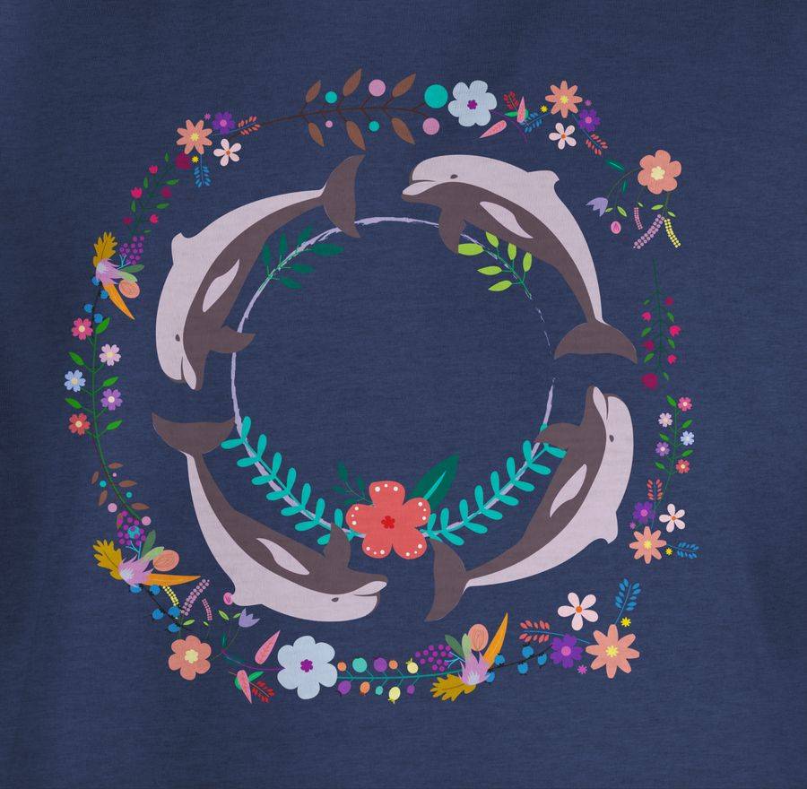 Shirtracer Vintage Delfine Blumen Dolphin Flowers: T-Shirt Rucksack Shirtracer