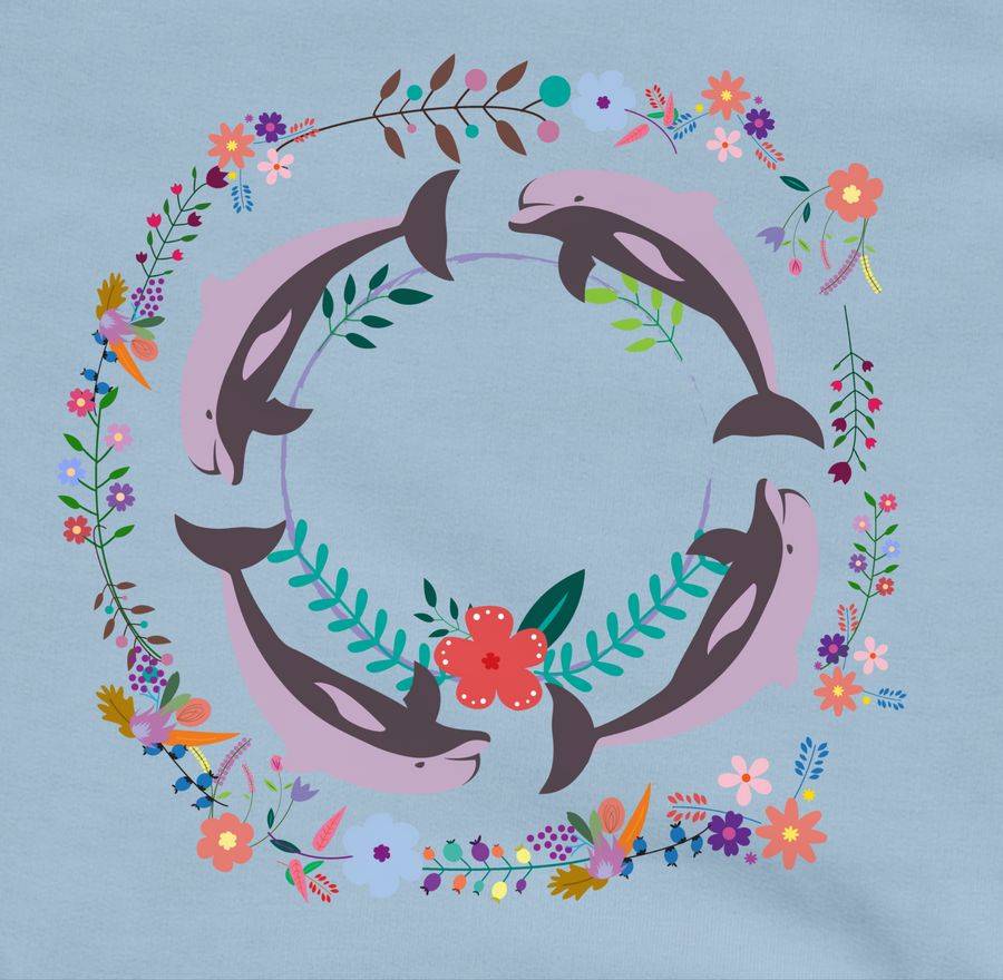 Shirtracer Vintage Delfine Blumen Dolphin Flowers: T-Shirt Rucksack Shirtracer