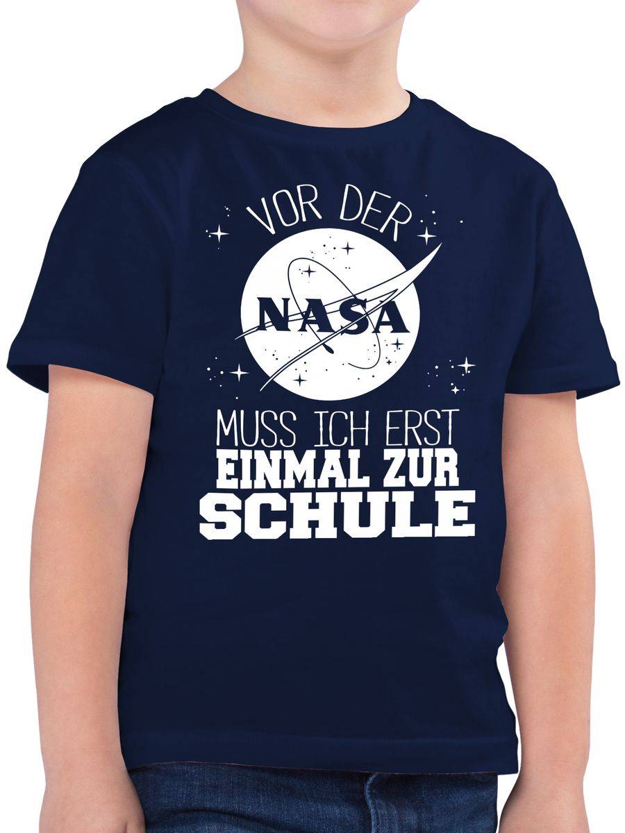 Shirtracer Vor der Nasa muss ich erst einmal zur Schule weiß: T-Shirt Turnbeutel Shirtracer