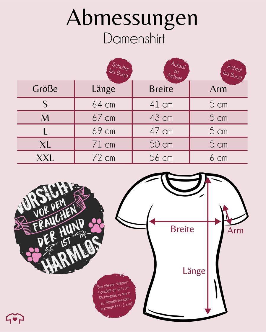 Shirtracer Vorsicht Vor Dem Frauchen Der Hund Ist Harmlos - Grunge/Vintage - Weiß Shirts Shirtracer