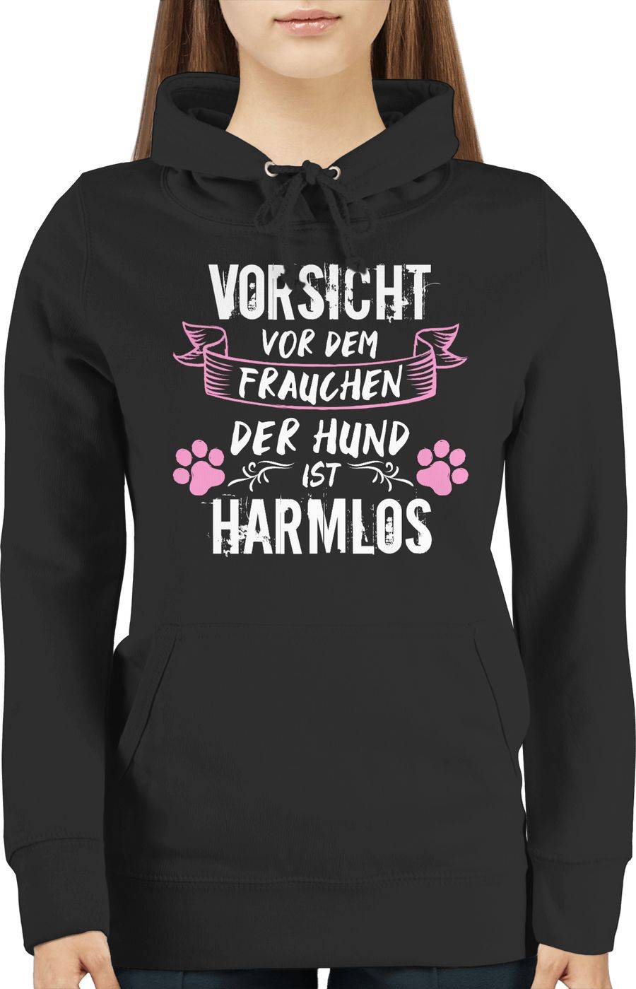 Shirtracer Vorsicht Vor Dem Frauchen Der Hund Ist Harmlos - Grunge/Vintage - Weiß Shirts Shirtracer