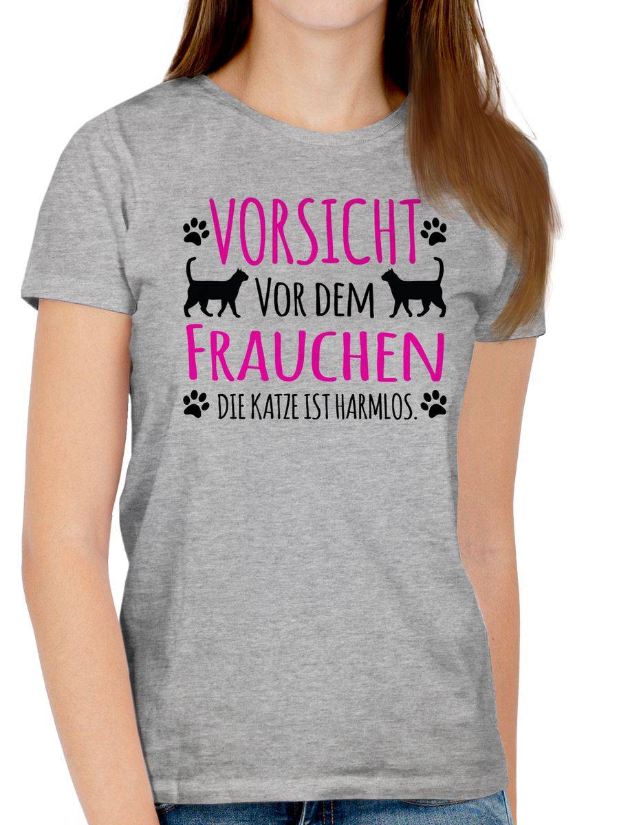 Shirtracer Vorsicht Vor Dem Frauchen - Die Katze Ist Harmlos - Katzen - Schwarz Shirts & Shirtracer