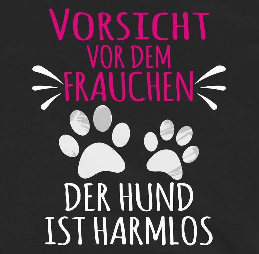 Shirtracer Vorsicht Vor Dem Frauchen - Pfotenabdrücke - Weiß: T-Shirt Turnbeutel Shirtracer