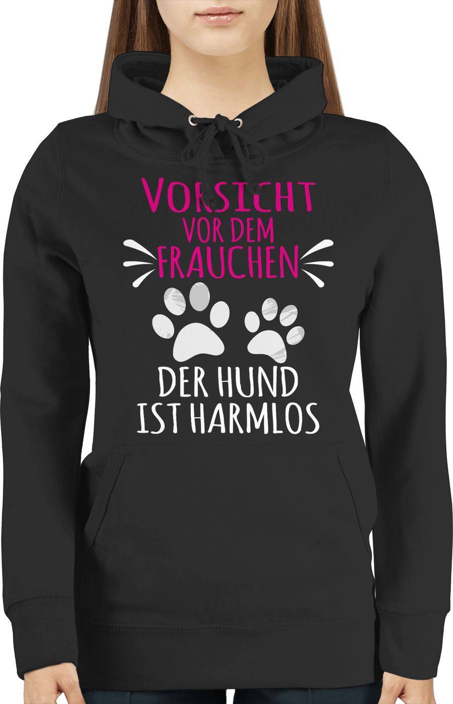 Shirtracer Vorsicht Vor Dem Frauchen - Pfotenabdrücke - Weiß: T-Shirt Turnbeutel Shirtracer