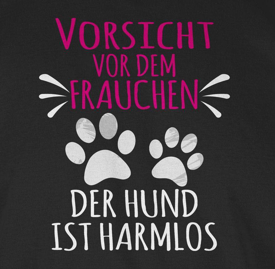 Shirtracer Vorsicht Vor Dem Frauchen - Pfotenabdrücke - Weiß: T-Shirt Turnbeutel Shirtracer
