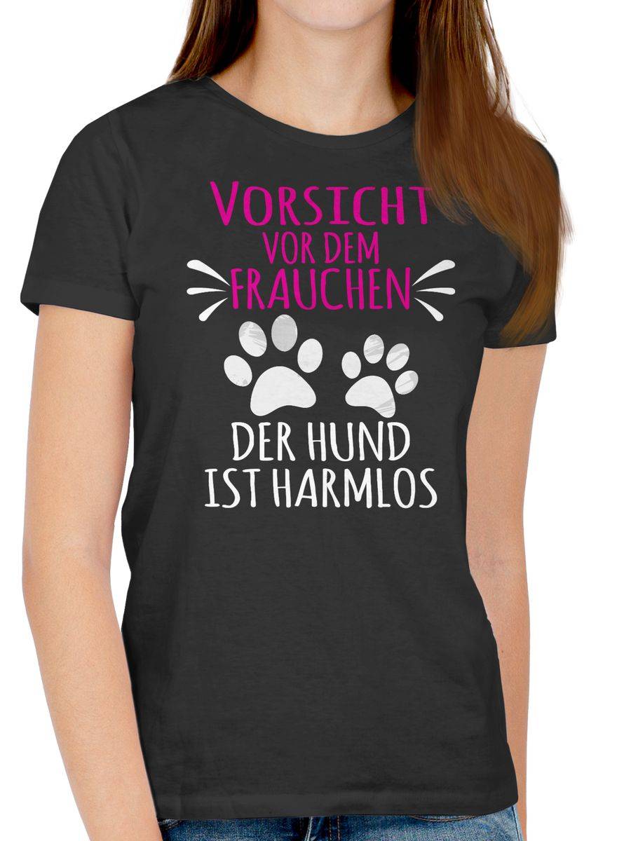 Shirtracer Vorsicht Vor Dem Frauchen - Pfotenabdrücke - Weiß: T-Shirt Turnbeutel Shirtracer