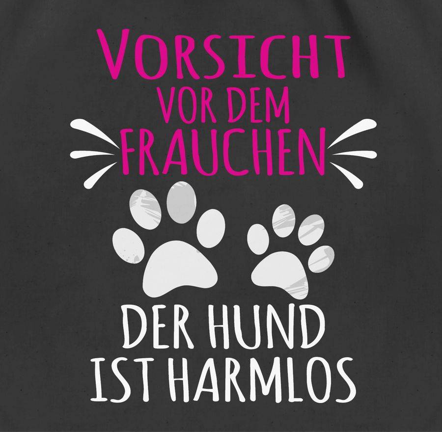 Shirtracer Vorsicht Vor Dem Frauchen - Pfotenabdrücke - Weiß: T-Shirt Turnbeutel Shirtracer