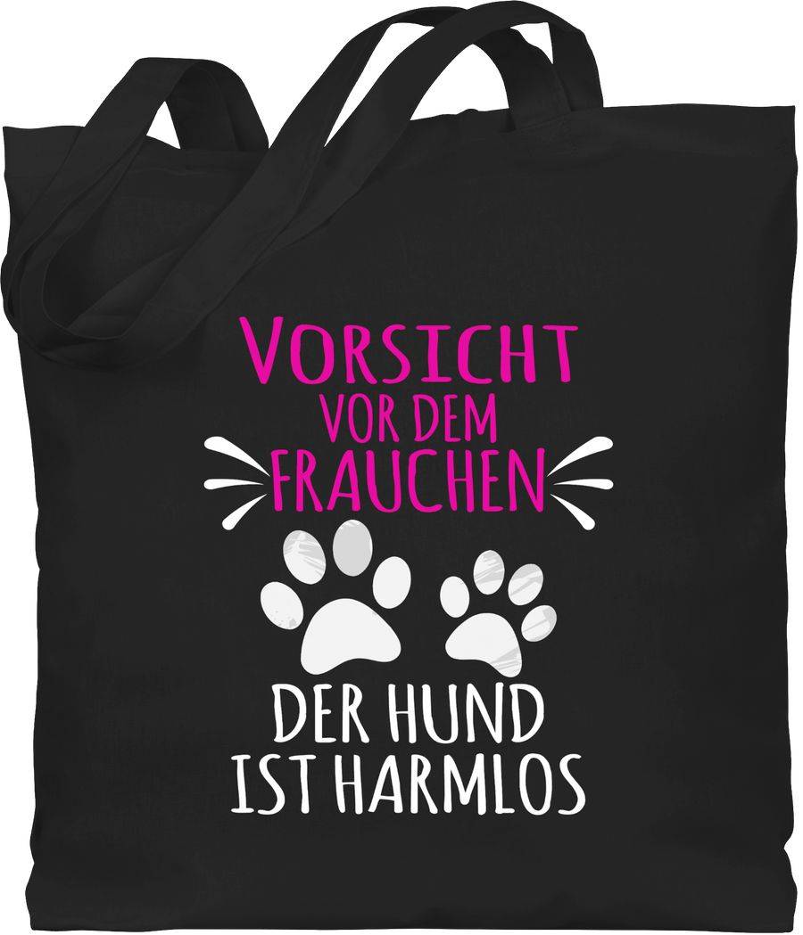 Shirtracer Vorsicht vor dem Frauchen - Pfotenabdrücke - weiß: T-Shirt Turnbeutel Shirtracer