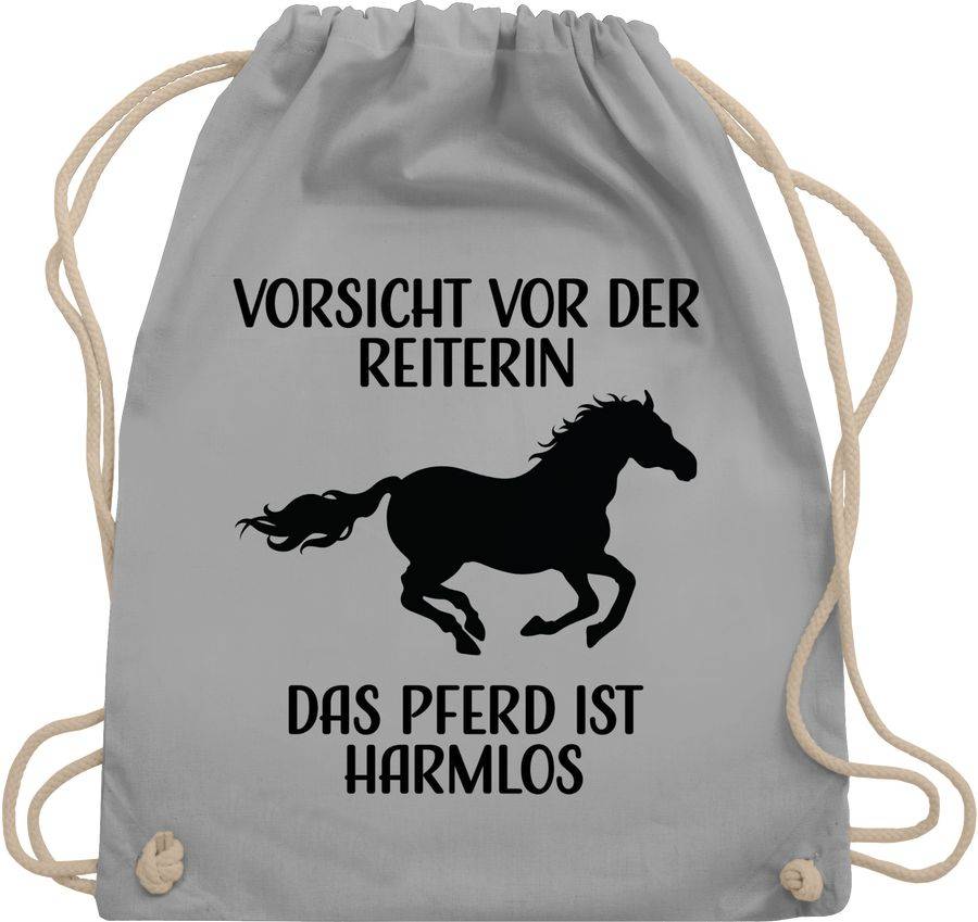 Shirtracer Vorsicht vor der Reiterin - Das Pferd ist Harmlos - schwarz: Tshirt Turnbeutel Shirtracer