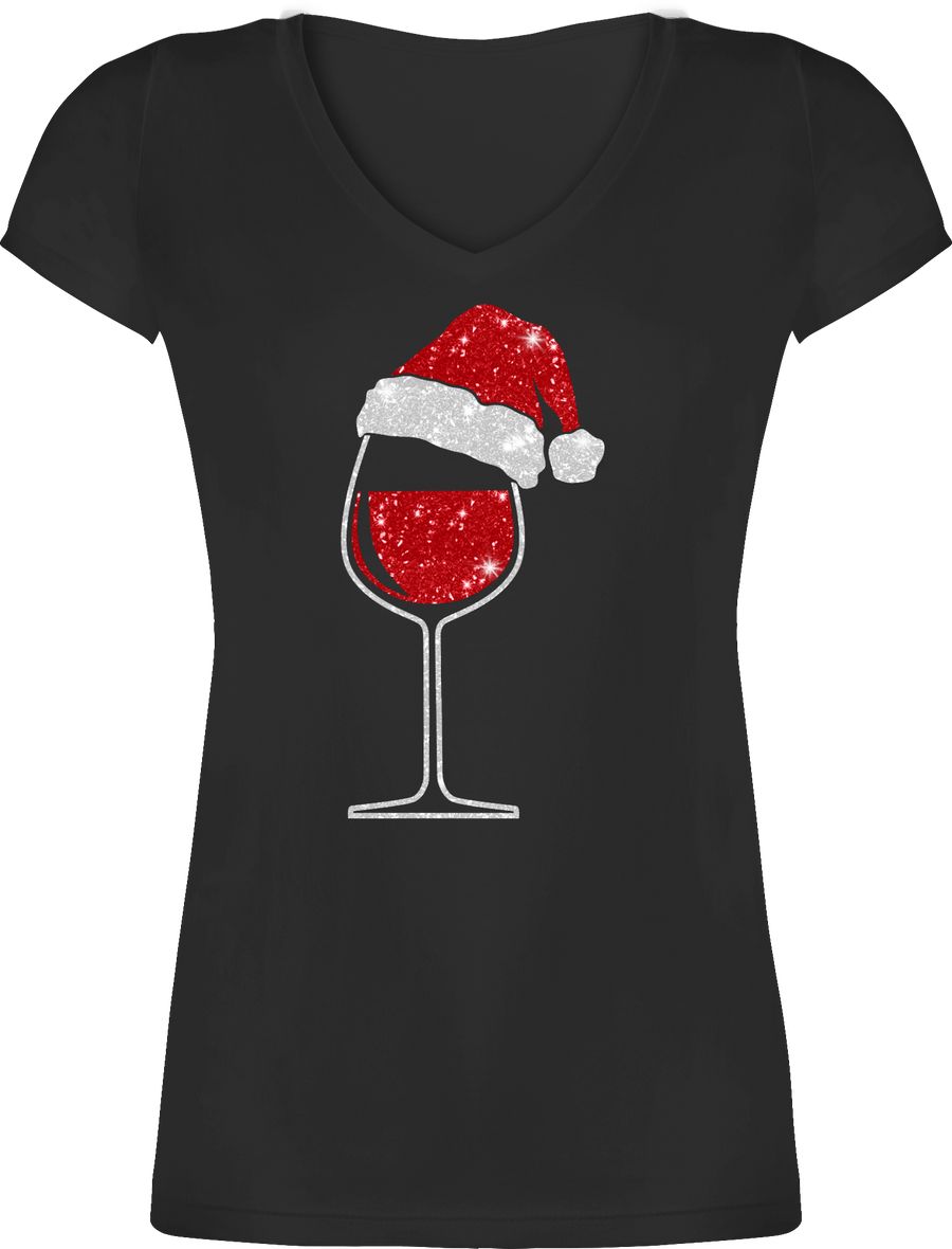 Shirtracer Weinglas mit Weihnachtsmütze: Tshirt Rucksack Shirtracer