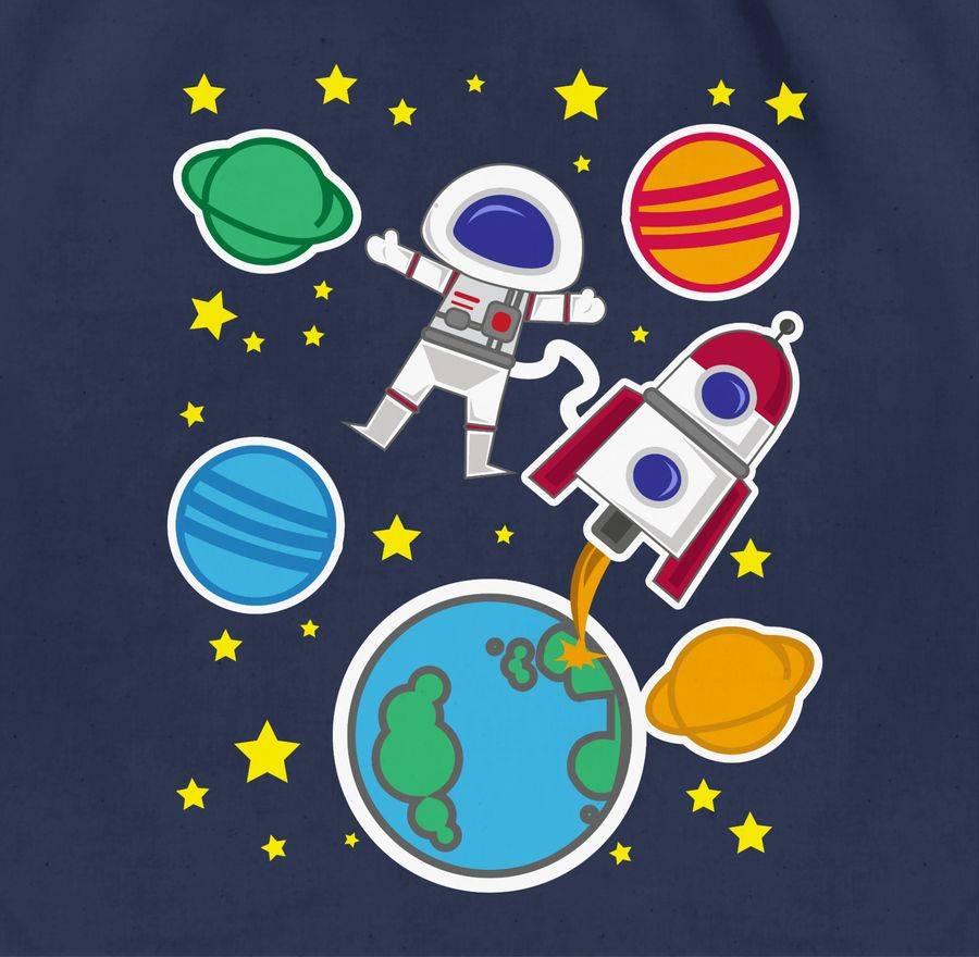 Shirtracer Weltall Mit Astronaut: Tshirt Turnbeutel Shirtracer