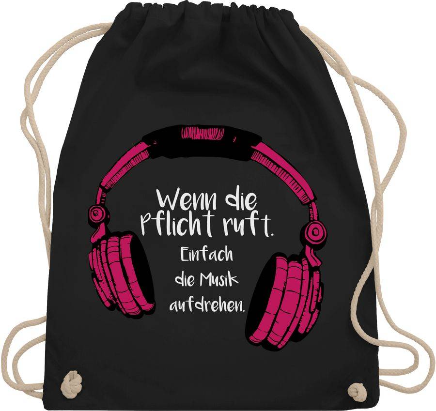 Shirtracer Wenn die Pflicht ruft einfach die Musik aufdrehen: T-Shirt Turnbeutel Shirtracer