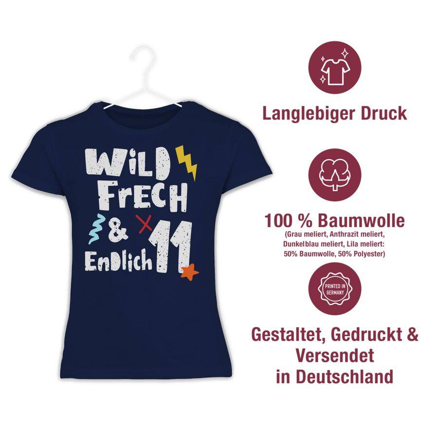 Shirtracer Wild Frech Und Endlich 11 - Elf Jahre Wunderbar: T-Shirt Turnbeutel Shirtracer