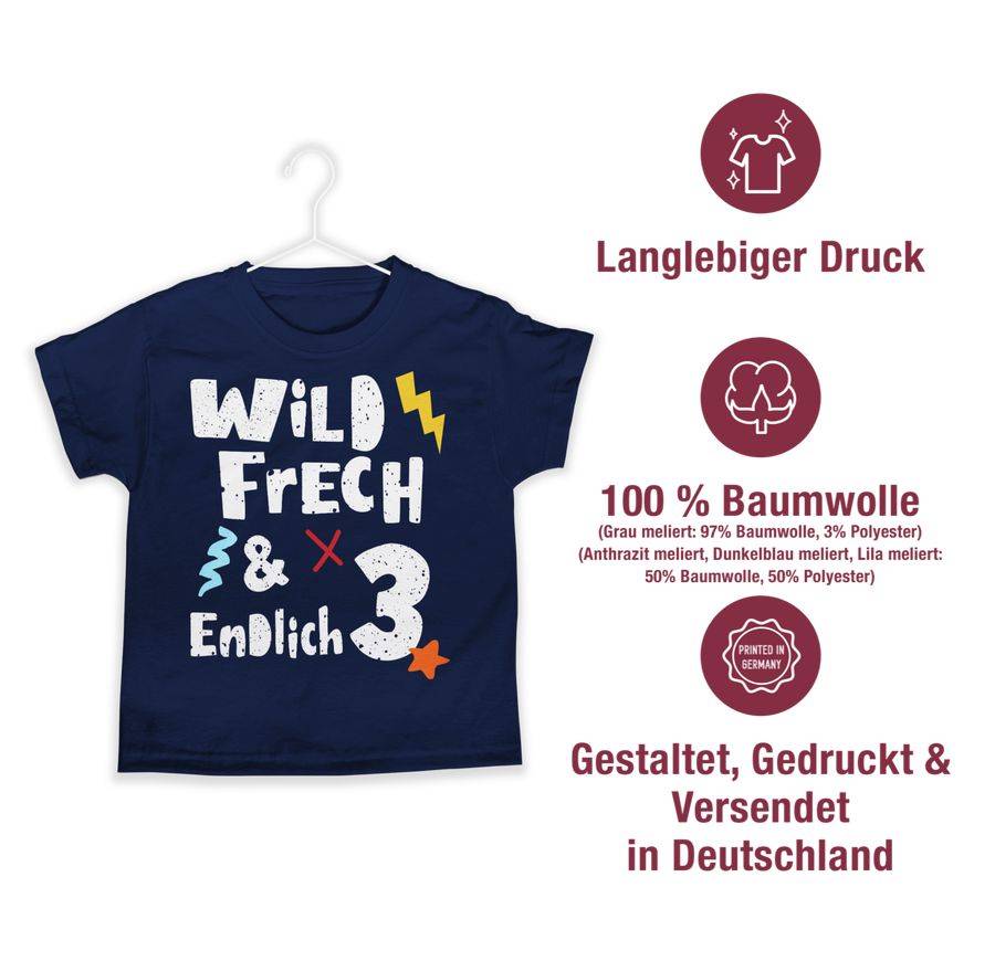 Shirtracer Wild Frech Und Endlich 3 - Drei Jahre Wunderbar: Tshirt Turnbeutel Shirtracer