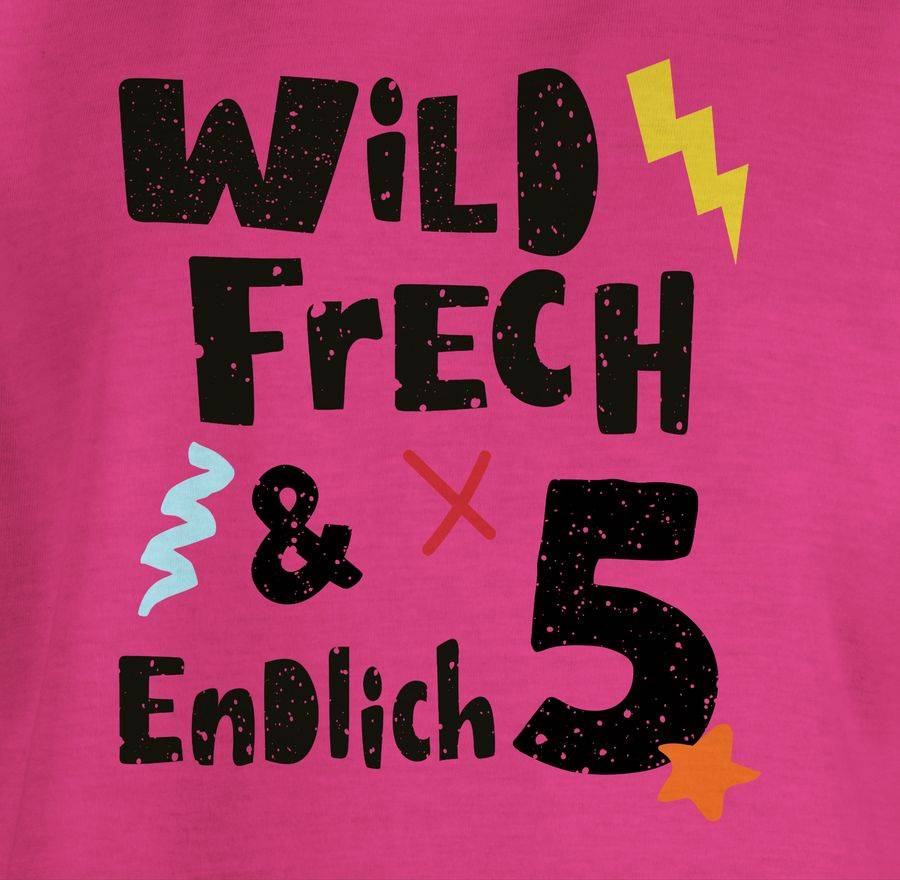 Shirtracer Wild Frech Und Endlich 5 - Wunderbar Fünf Jahre: Tshirt Turnbeutel Shirtracer