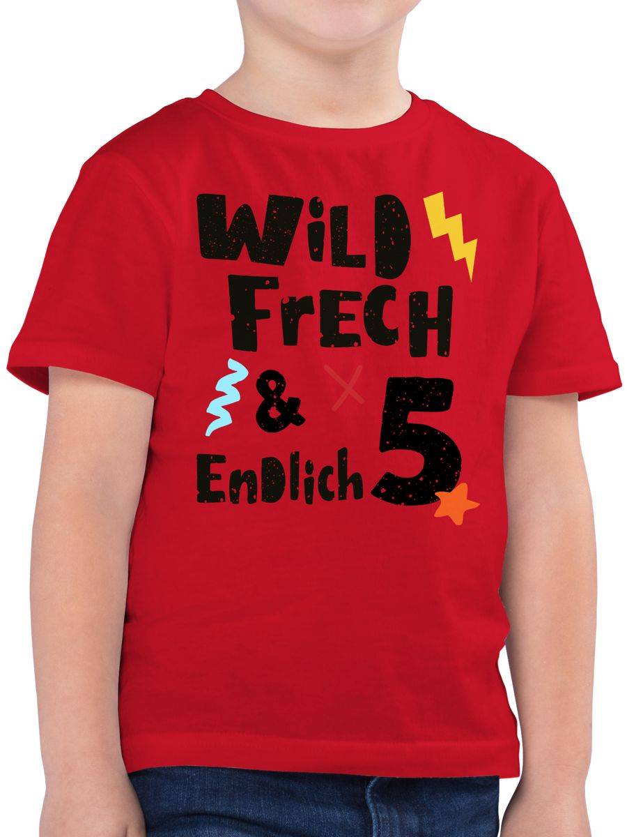 Shirtracer Wild frech und endlich 5 - Wunderbar fünf Jahre: Tshirt Turnbeutel Shirtracer
