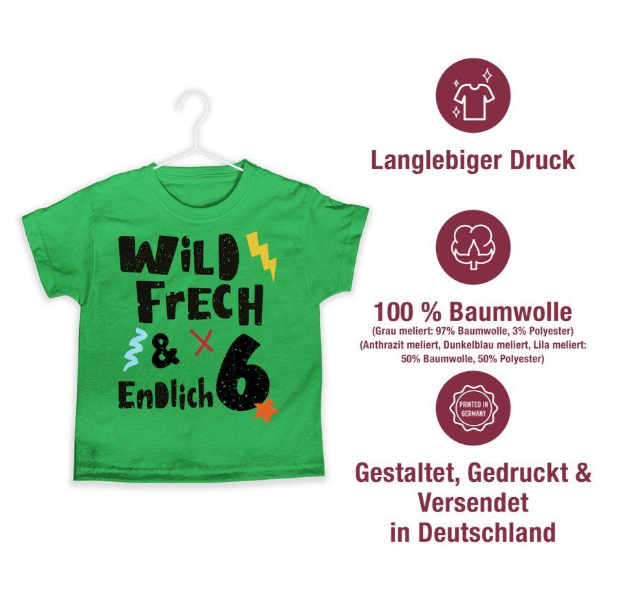 Shirtracer Wild Frech Und Endlich 6 - Wunderbar Sechs Jahre: Tshirt Gym Bag Shirtracer