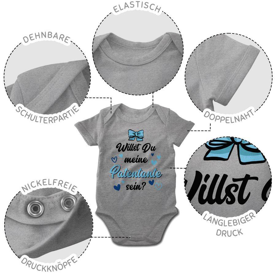 Shirtracer Willst Du Meine Patentante Sein Schwarz Blau: T-Shirt Turnbeutel Shirtracer