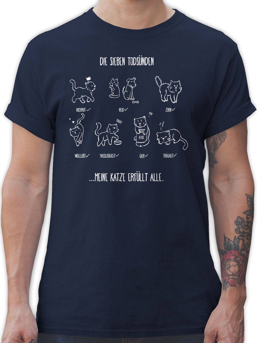 Shirtracer witziges Katzenmotiv - Todsünden Shirts & Mehr Shirtracer