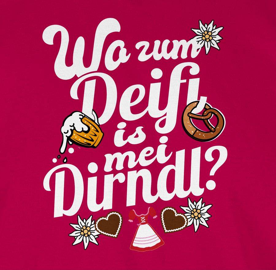 Shirtracer Wo Zum Deifi Is Mei Dirndl - Bier Und Brezel - Weiß: T-Shirt Rucksack Shirtracer