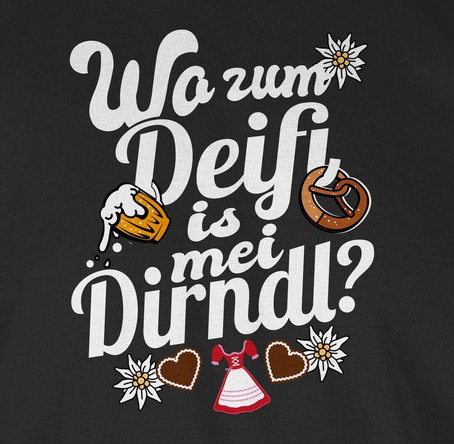 Shirtracer Wo Zum Deifi Is Mei Dirndl - Bier Und Brezel - Weiß: T-Shirt Rucksack Shirtracer