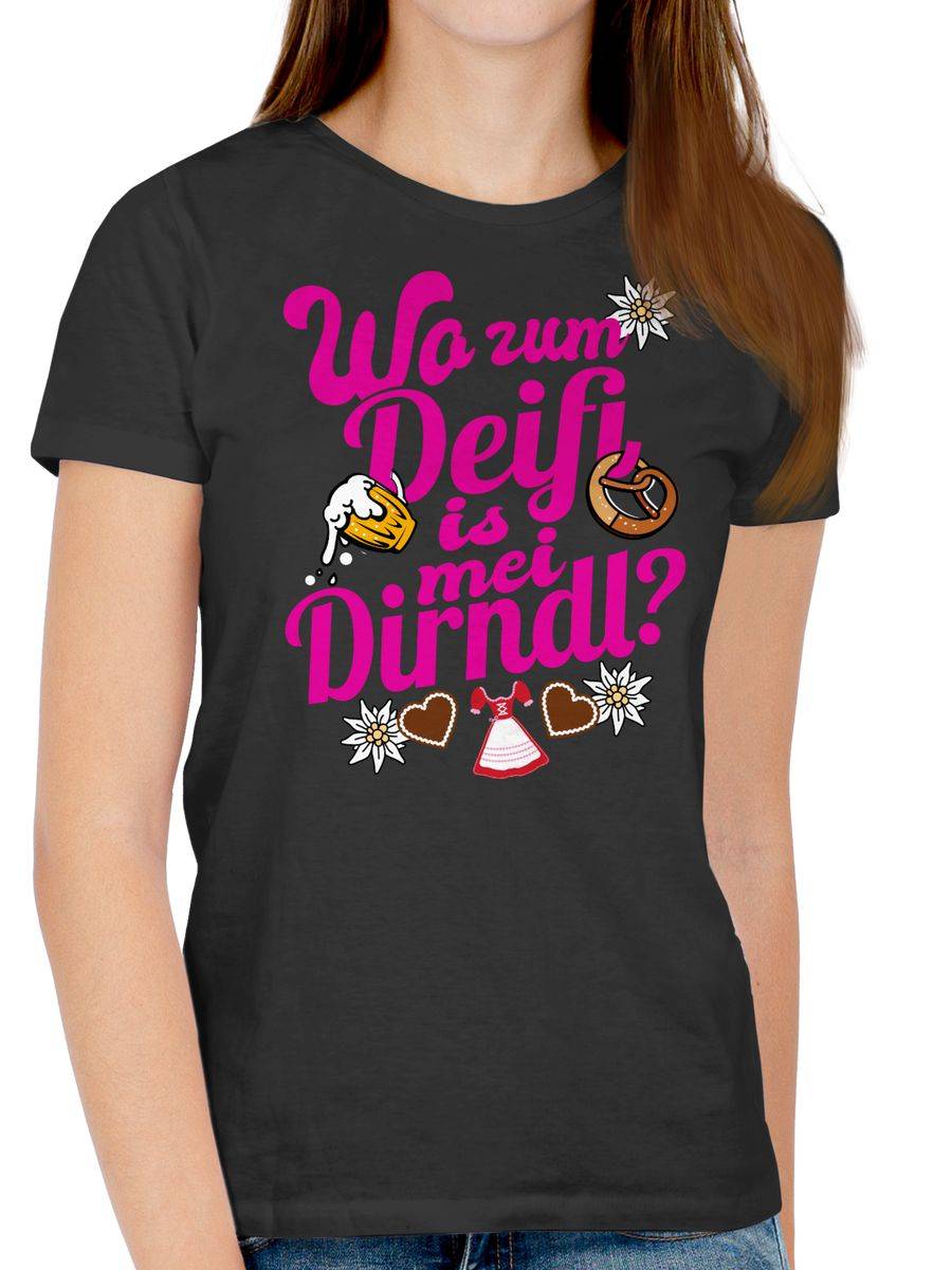 Shirtracer Wo Zum Deifi Is Mei Dirndl Pink - Bier Und Brezel Shirts & Mehr Shirtracer
