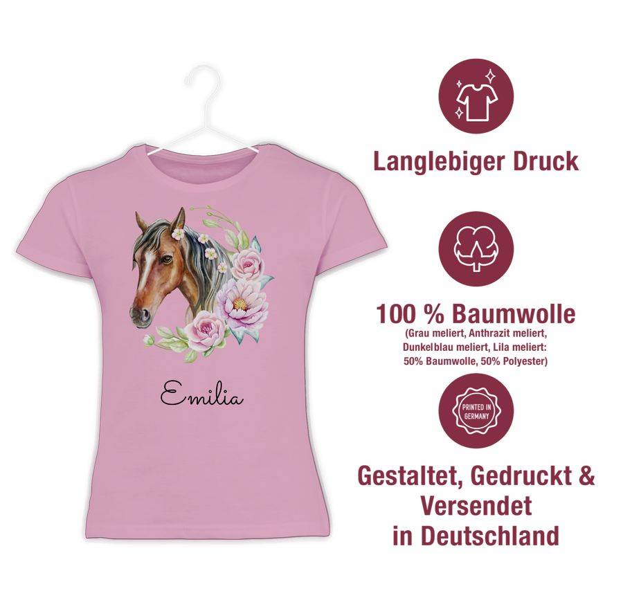 Shirtracer Wunschname Pferdekopf Name Shirts & Mehr Shirtracer