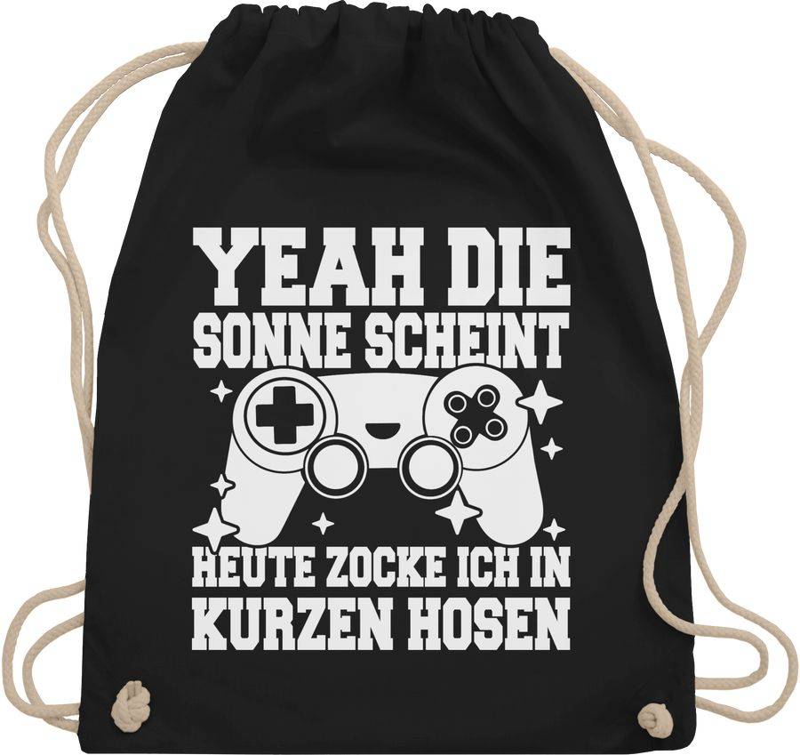 Shirtracer Yeah die Sonne scheint! Heute zocke ich in kurzen Hosen - weiß: Tshirt Rucksack Shirtracer