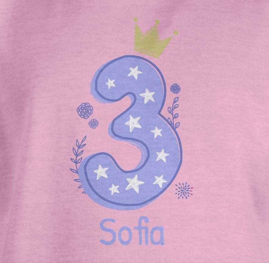 Shirtracer Zahl DREI Mit Krone Und Name Zum Dritten Shirts & Mehr Shirtracer