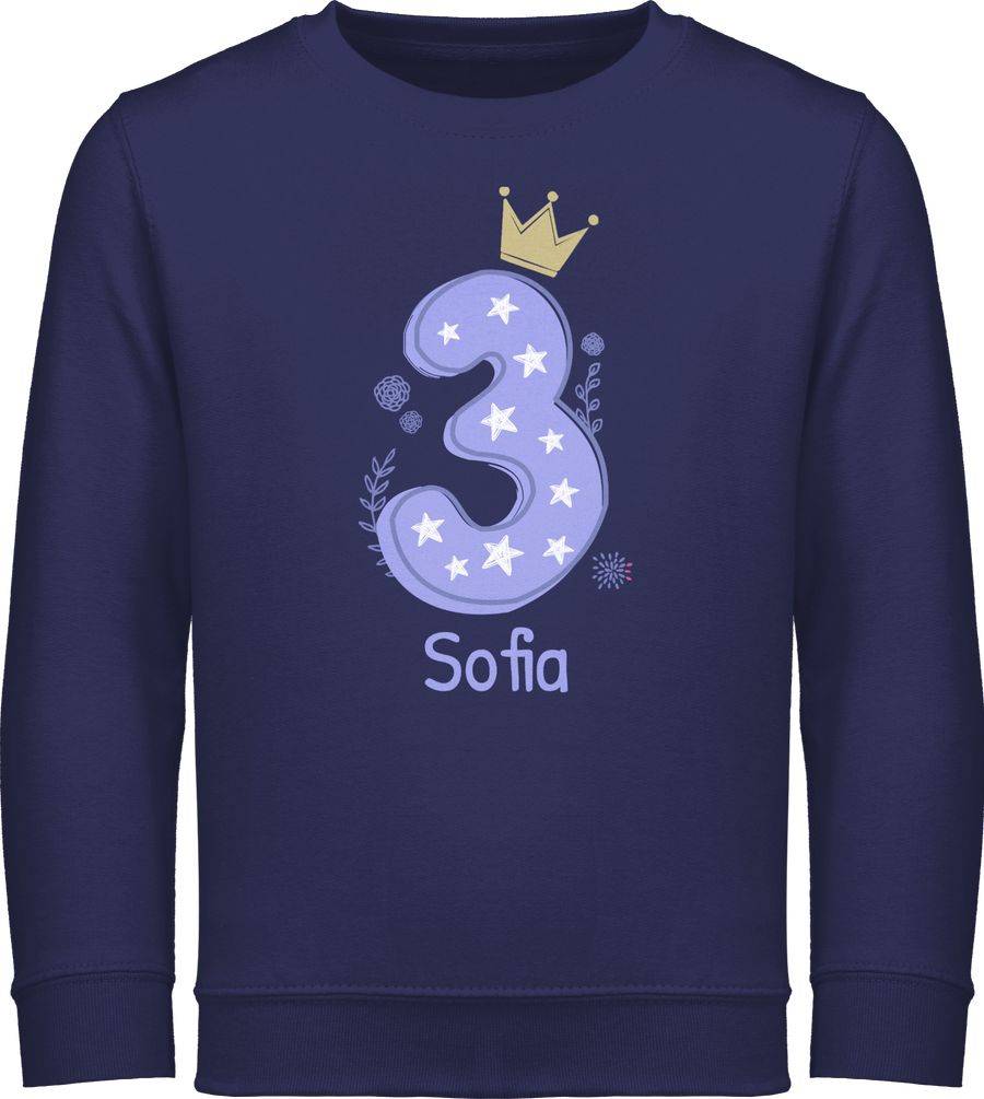 Shirtracer Zahl DREI mit Krone und Name zum Dritten Shirts & Mehr Shirtracer