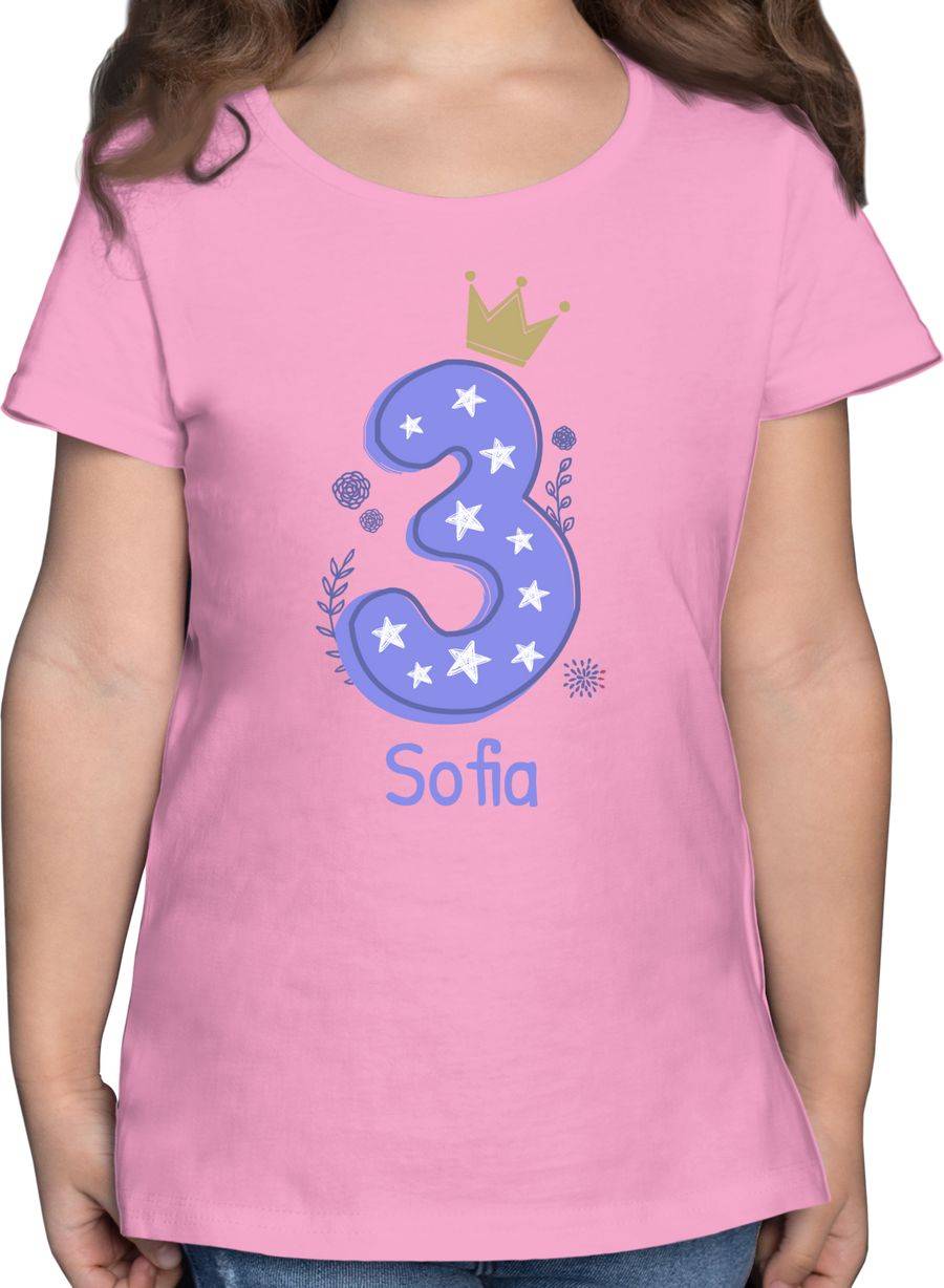 Shirtracer Zahl DREI mit Krone und Name zum Dritten Shirts & Mehr Shirtracer