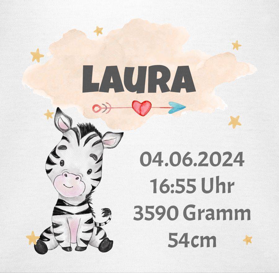 Shirtracer Zebra Geburtsdaten - Mädchen Datum Gewicht Uhrzeit Größe: T-Shirt Gym Bag Shirtracer