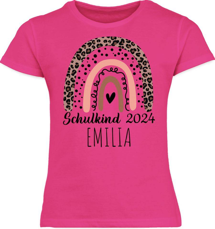 Shirtracer Zebra Leo Muster Regenbogen Schulkind 2024 schwarz mit Namen Shirts & Mehr Shirtracer