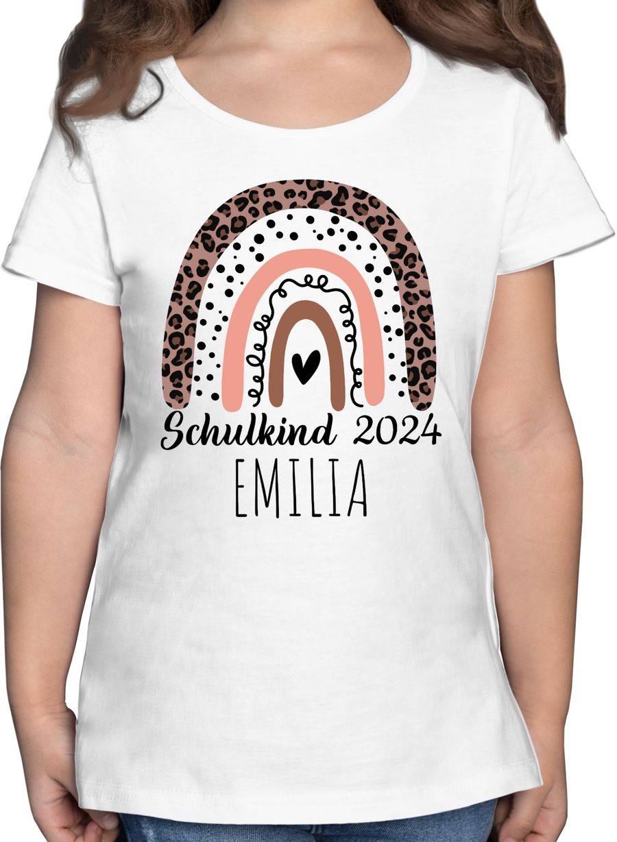 Shirtracer Zebra Leo Muster Regenbogen Schulkind 2024 schwarz mit Namen Shirts & Mehr Shirtracer