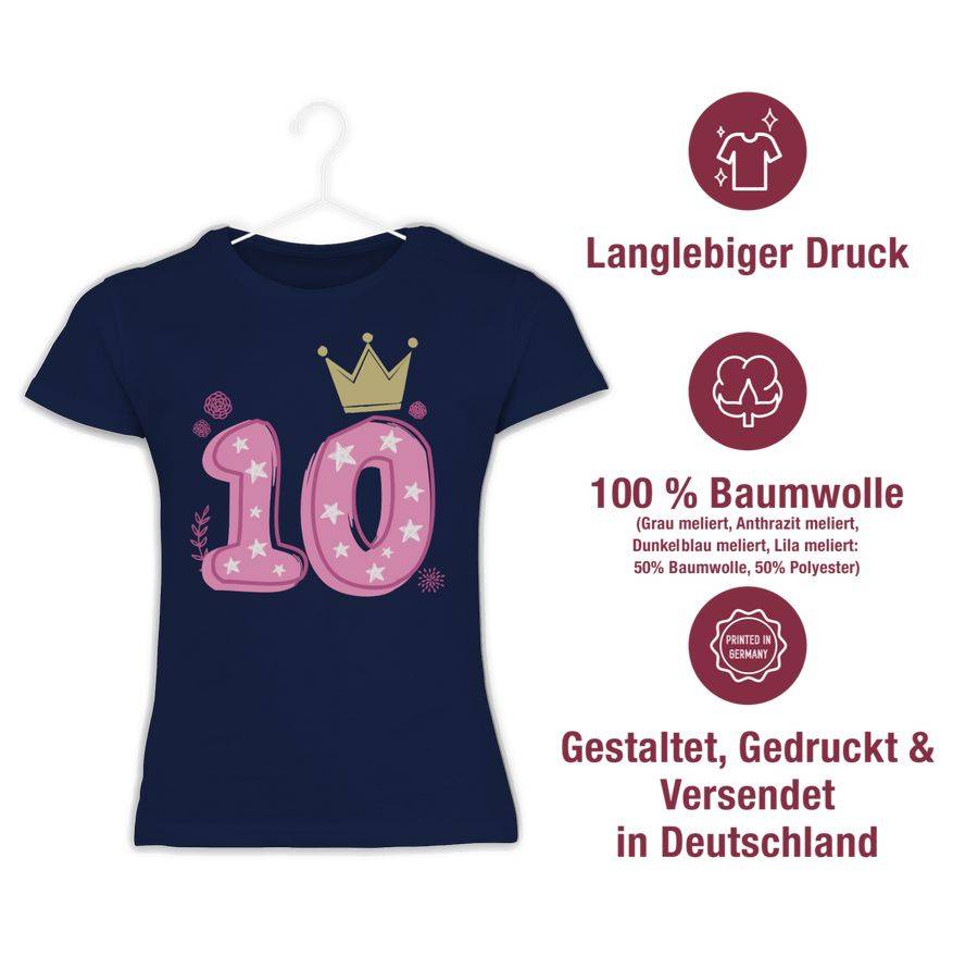 Shirtracer Zehnter Mädchen Krone Sterne: T-Shirt Rucksack Shirtracer