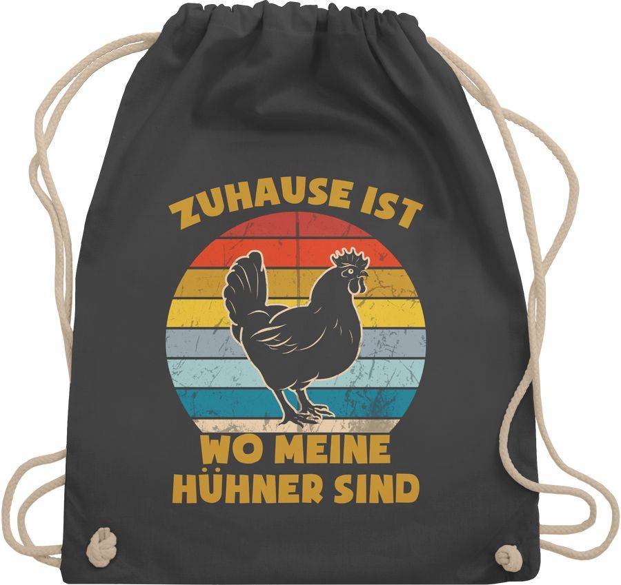 Shirtracer Zuhause ist wo meine Hühner sind - Vintage: Tshirt Turnbeutel Shirtracer