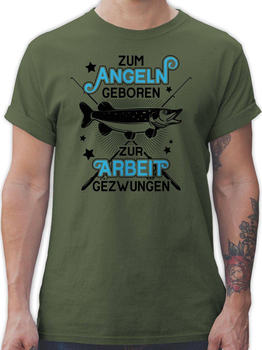 Shirtracer Zum Angeln geboren - Zur Arbeit gezwungen - schwarz Shirts & Mehr Shirtracer