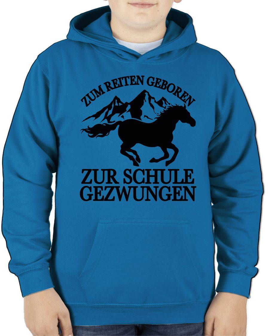Shirtracer Zum Reiten Geboren Zur Schule Gezwungen - Mit Pferd Und Bergen - Schwarz Shirt Shirtracer