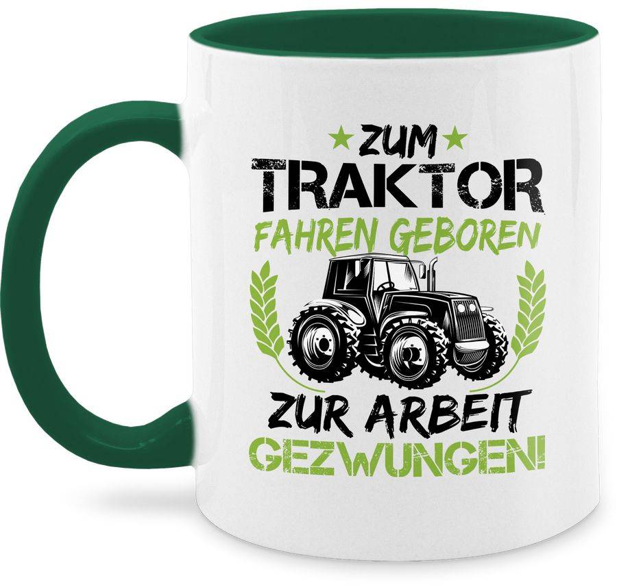 Shirtracer Zum Traktor fahren geboren - grün/schwarz: Tshirt Turnbeutel Shirtracer