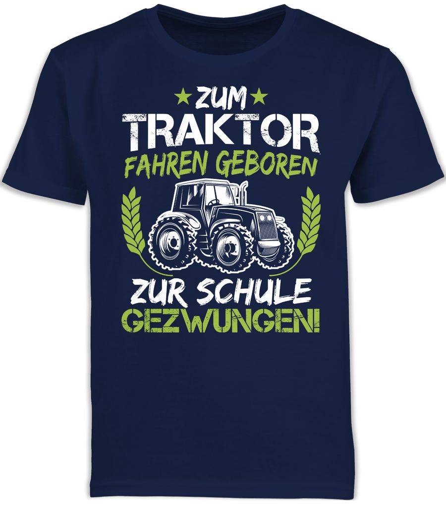Shirtracer Zum Traktor fahren geboren zur Schule gezwungen Grün/Weiß: Tshirt Rucksack Shirtracer