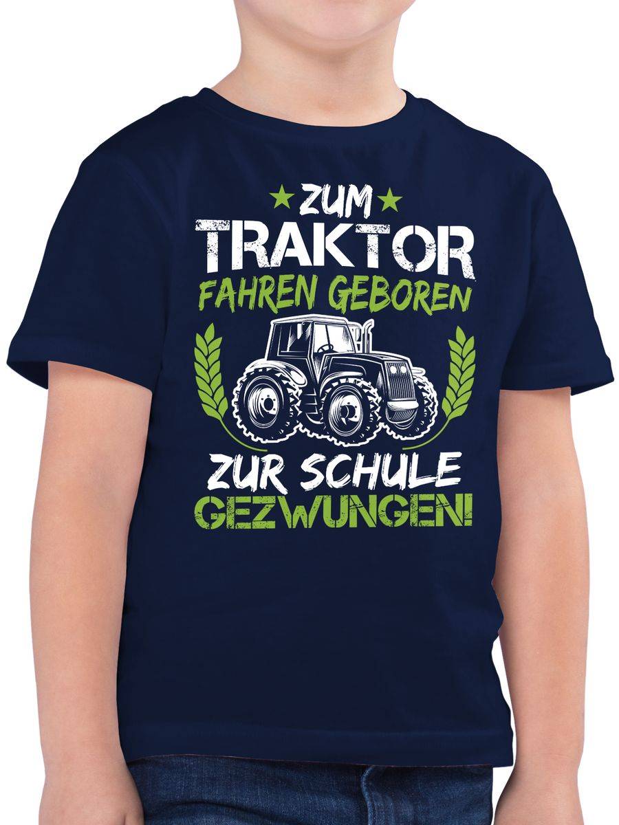 Shirtracer Zum Traktor fahren geboren zur Schule gezwungen Grün/Weiß: Tshirt Rucksack Shirtracer
