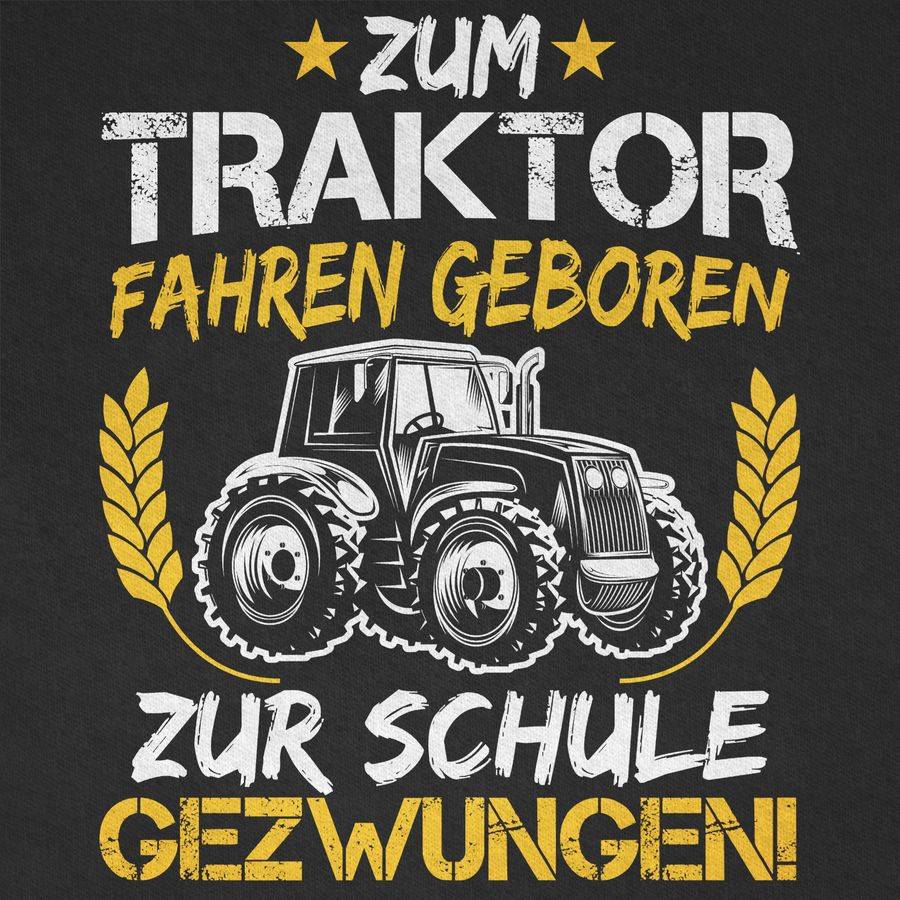 Shirtracer Zum Traktor Fahren Geboren Zur Schule Gezwungen Orange/Weiß: Tshirt Turnbeutel Shirtracer