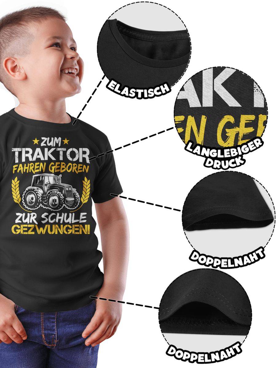 Shirtracer Zum Traktor Fahren Geboren Zur Schule Gezwungen Orange/Weiß: Tshirt Turnbeutel Shirtracer