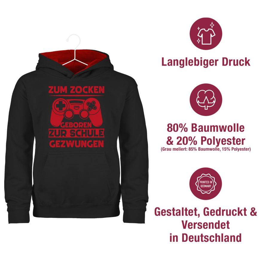 Shirtracer Zum Zocken Geboren Zur Schule Gezwungen Rot: T-Shirt Gym Bag Shirtracer