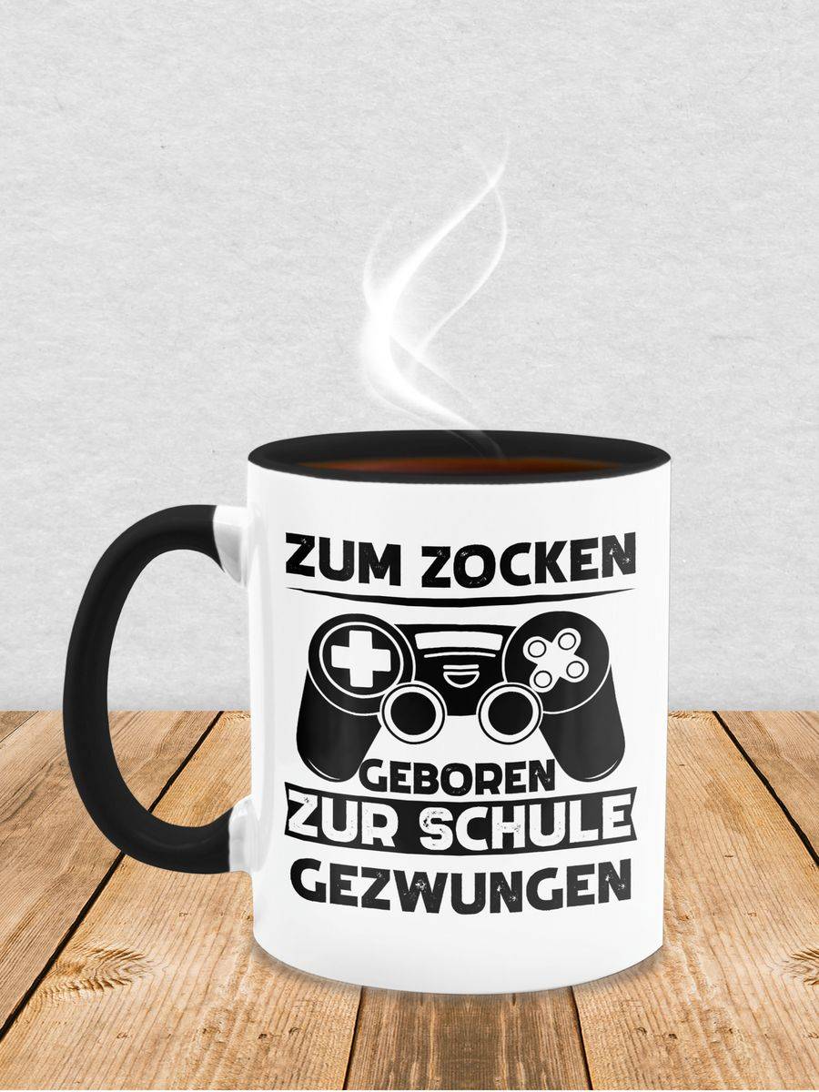 Shirtracer Zum Zocken Geboren Zur Schule Gezwungen Schwarz Shirts & Mehr Shirtracer